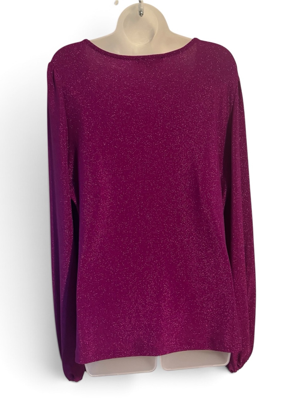 BOSTON PROPER Gorgeous Sparkle Plum/Fuschia V-Neck Top XLARGE #K - Picture 6 of 9
